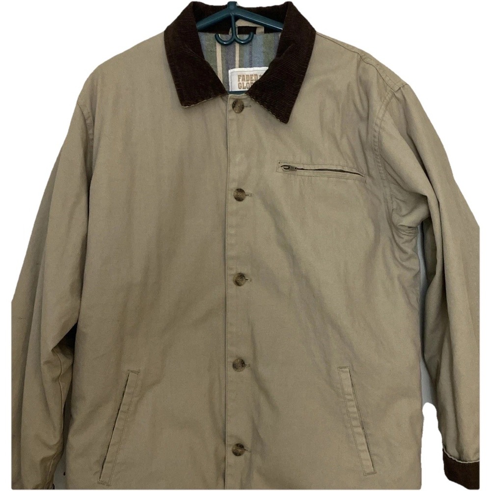 Barn Jacket Mens XL Chore Coat Corduroy Cuffs Collar Faded Glory Blanket Linef